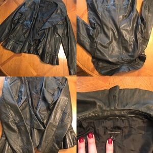 Ladies Saks Fifth Avenue Black Leather Coat